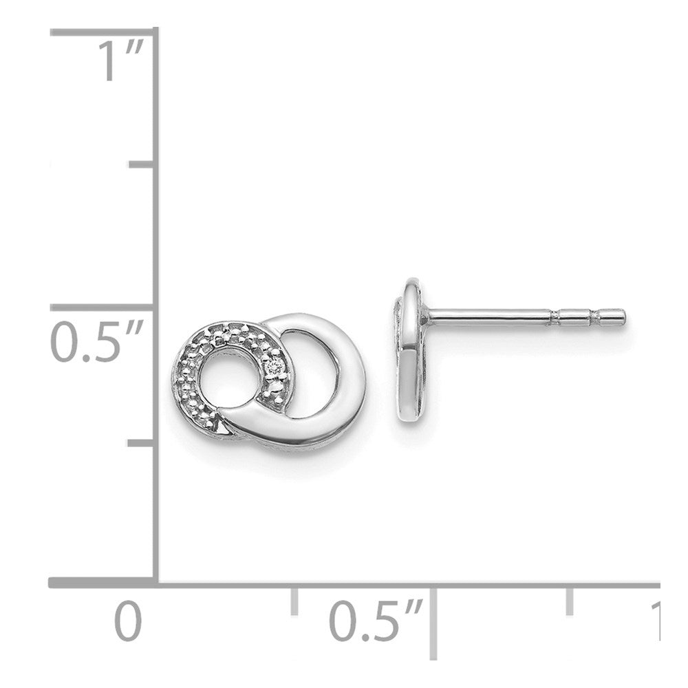 14k White Gold Diamond Circles Post Earrings