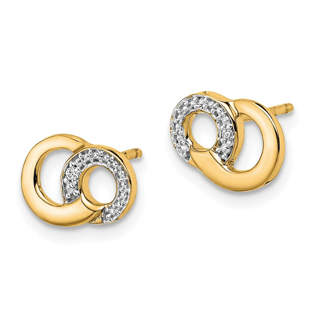 14k with White Rhodium Diamond Circles Post Earrings