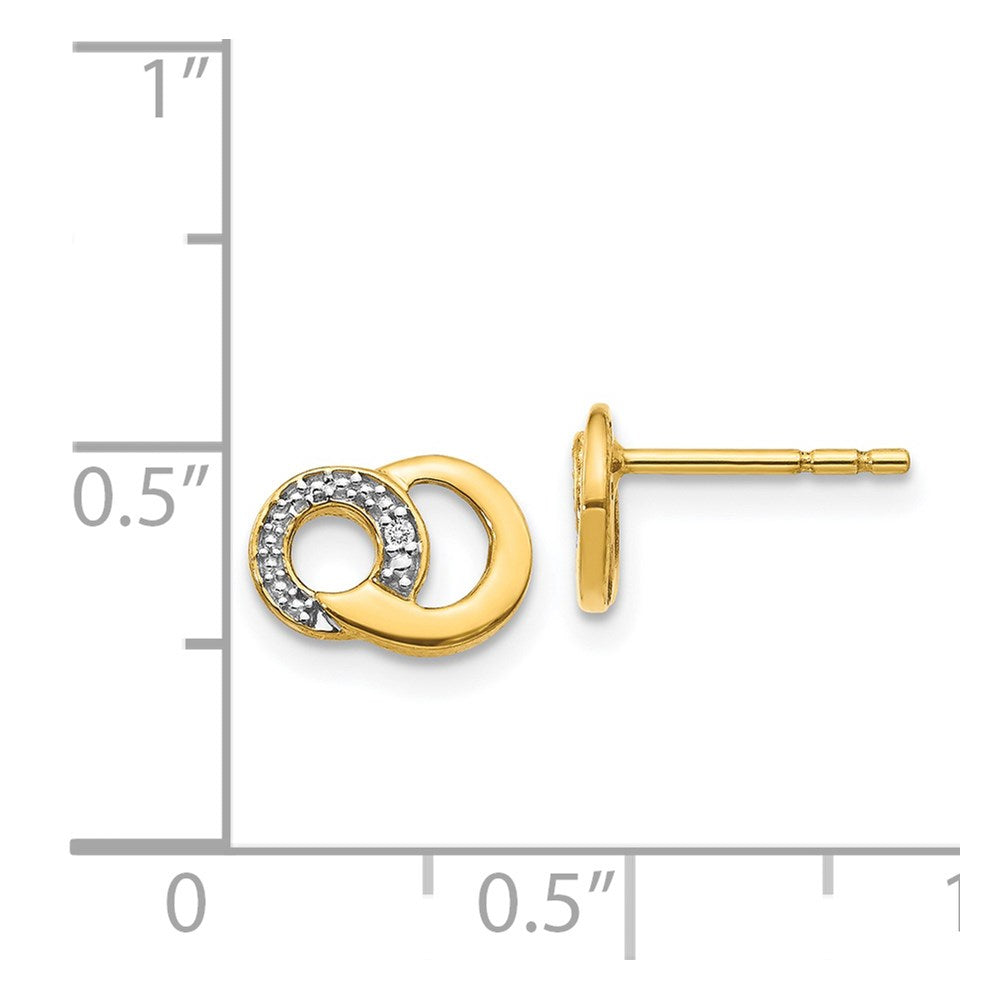 14k with White Rhodium Diamond Circles Post Earrings