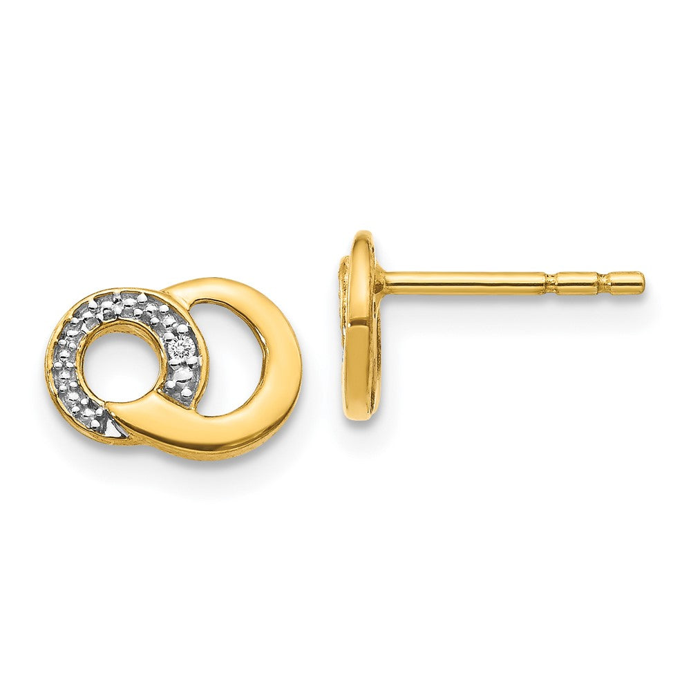 14k with White Rhodium Diamond Circles Post Earrings