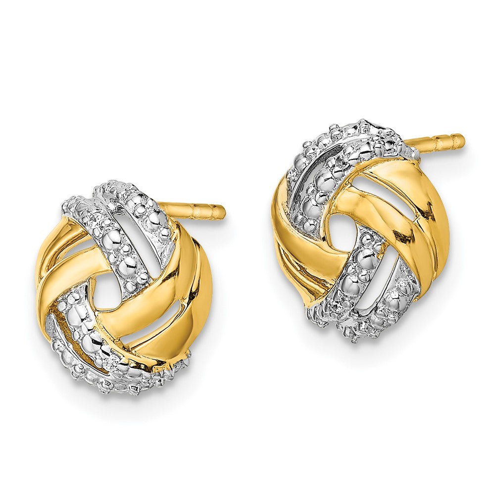 14k Diamond w/Rhodium Accents Round Post Earrings
