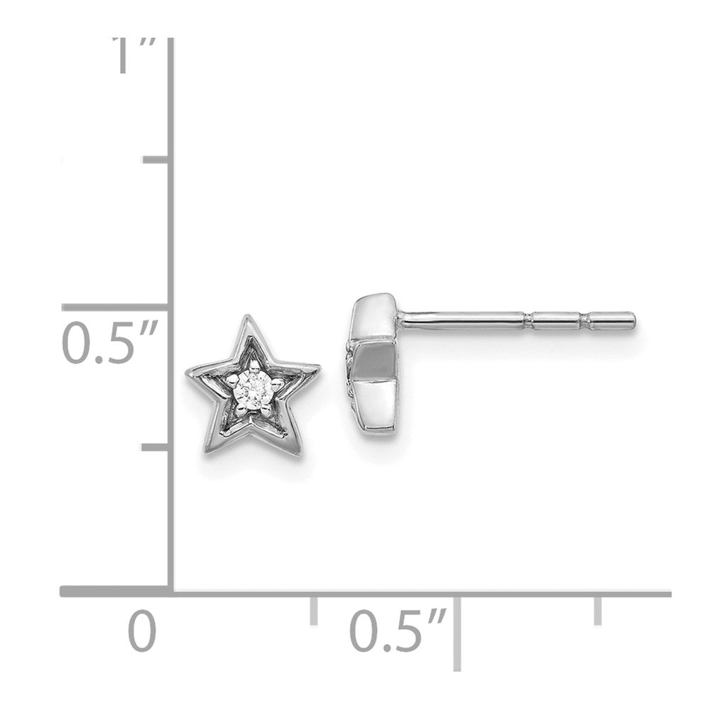 14k White Gold Diamond Star Post Earrings