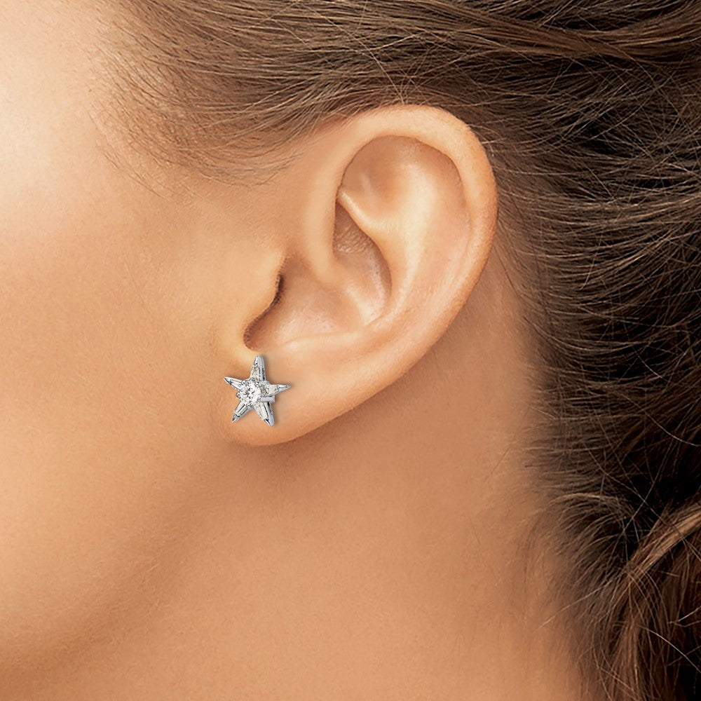 14k White Gold Diamond Star Shaped Earrings