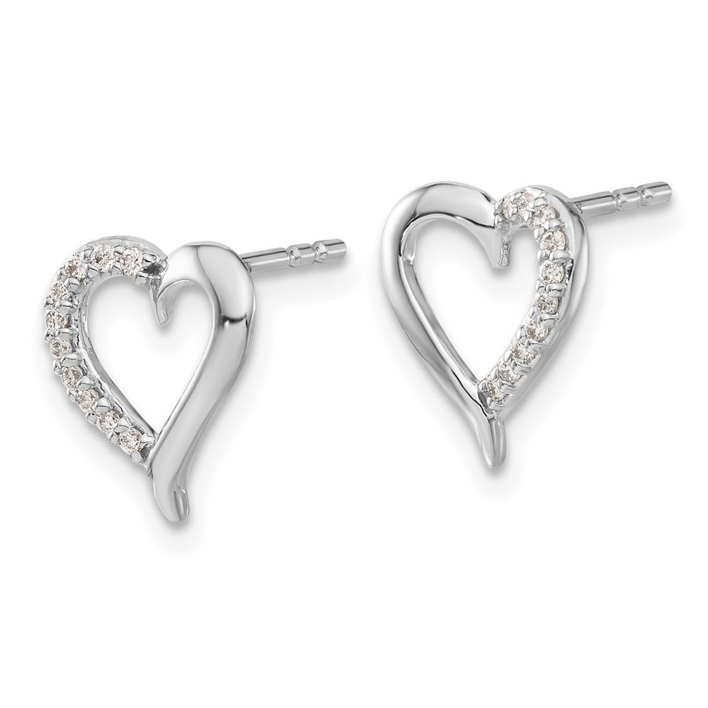 14k White Gold Diamond Heart Earrings