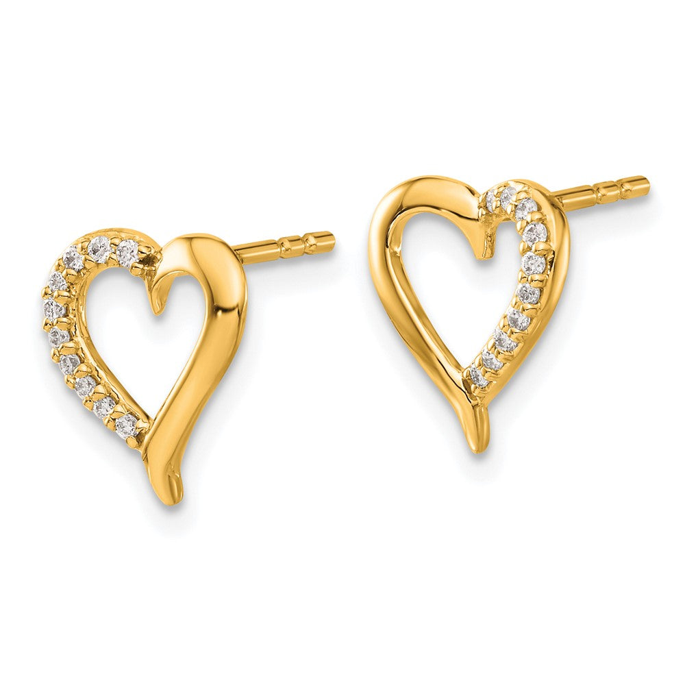 14k Gold Diamond Heart Post Earrings