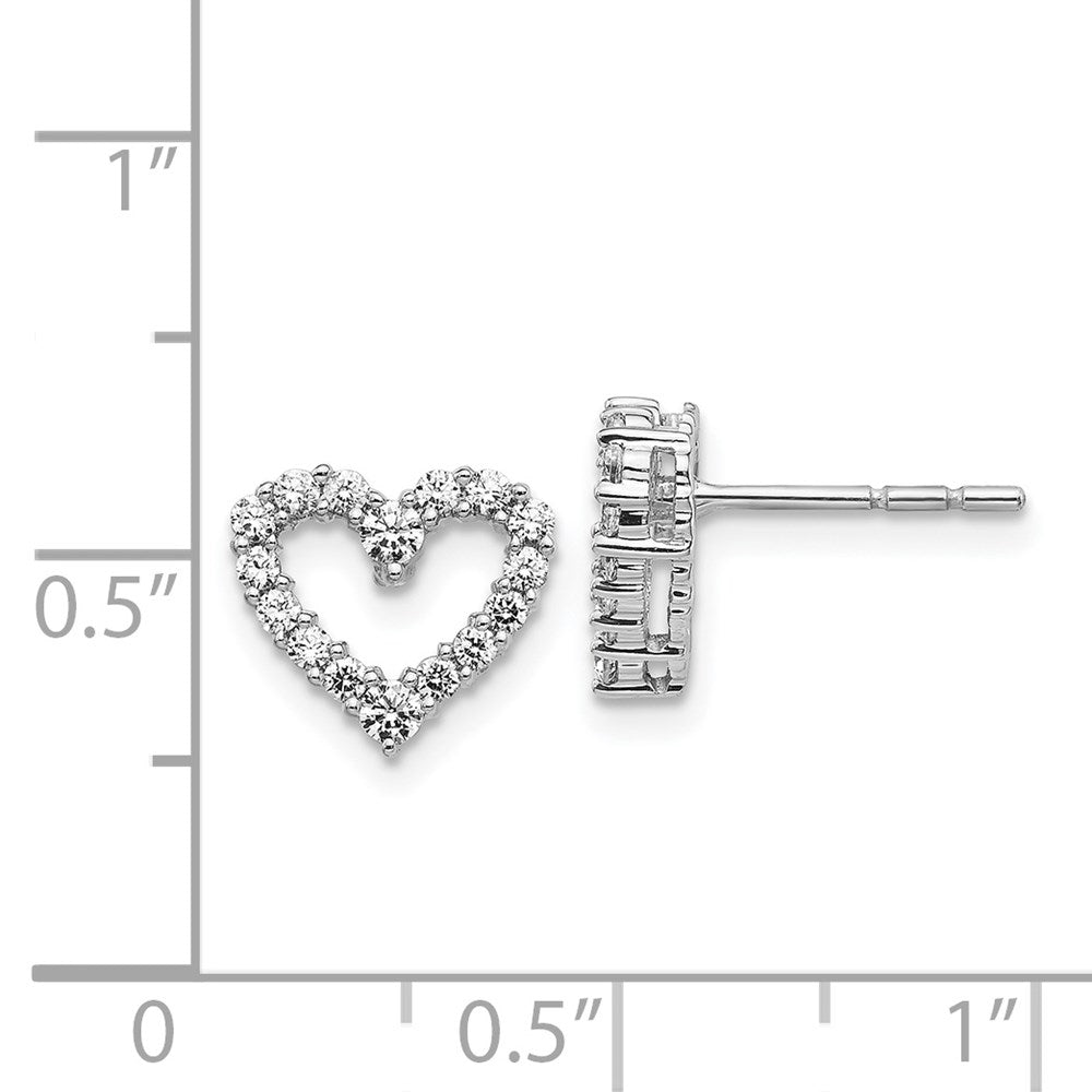 14k White Gold Diamond Heart Earrings