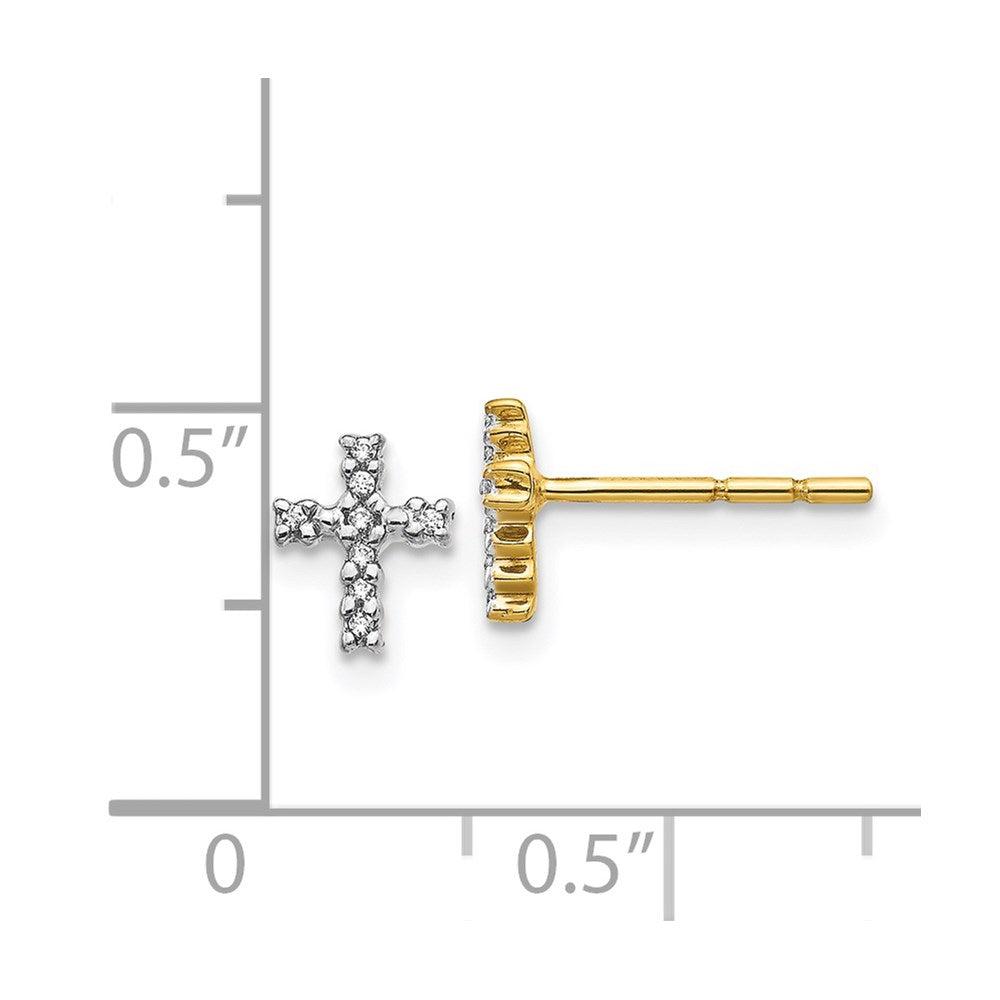 14k w/Rhodium Diamond Cross Post Earrings