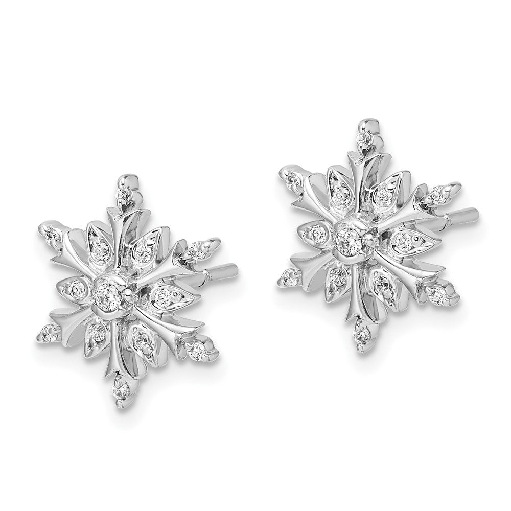 14k White Gold Diamond Snowflake Earrings