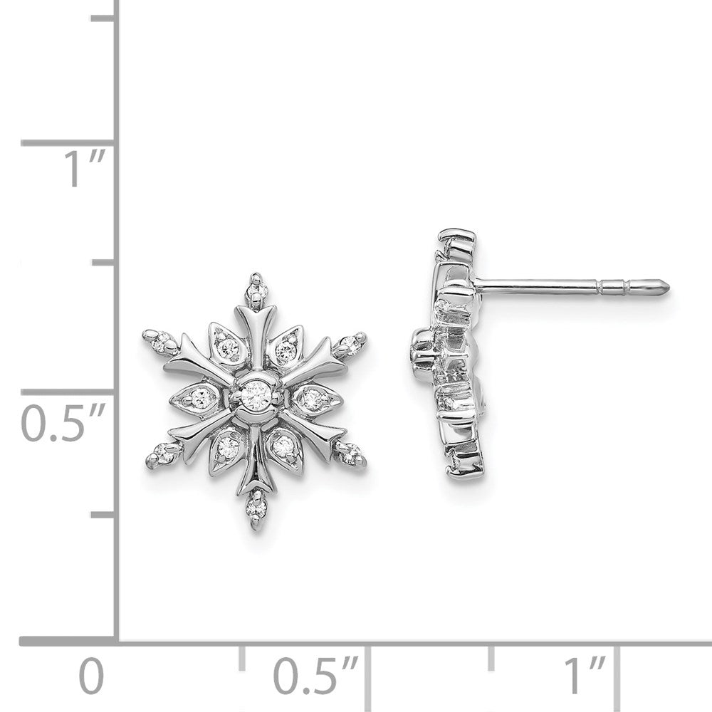 14k White Gold Diamond Snowflake Earrings