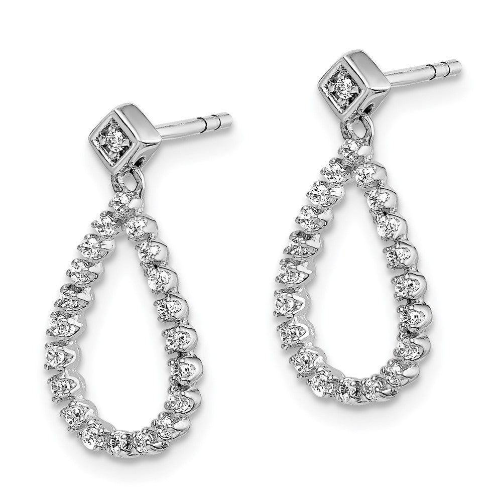 14k White Gold Diamond Teardrop Post Earrings