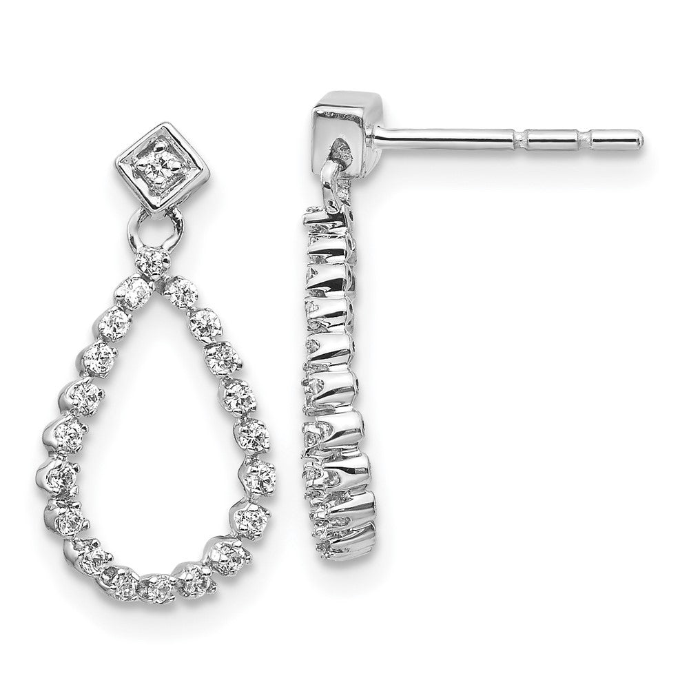 14k White Gold Diamond Teardrop Post Earrings