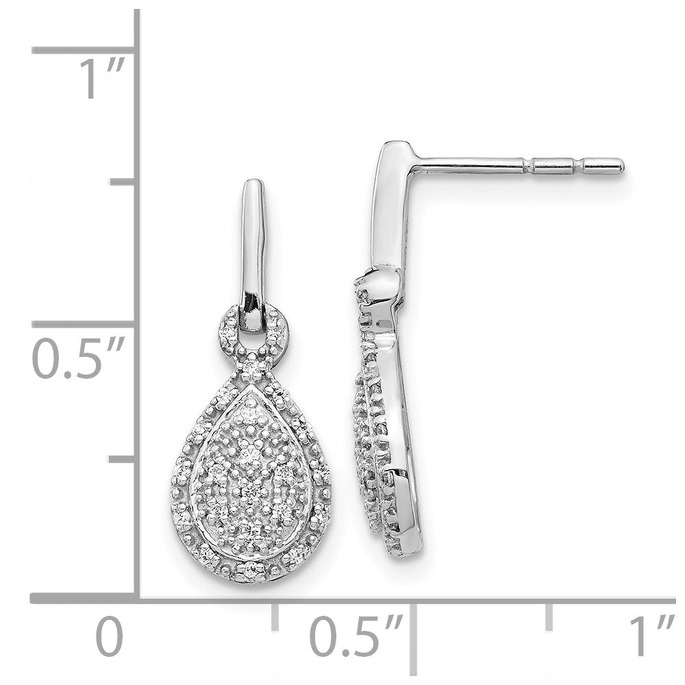 14k White Gold Diamond Teardrop Post Earrings
