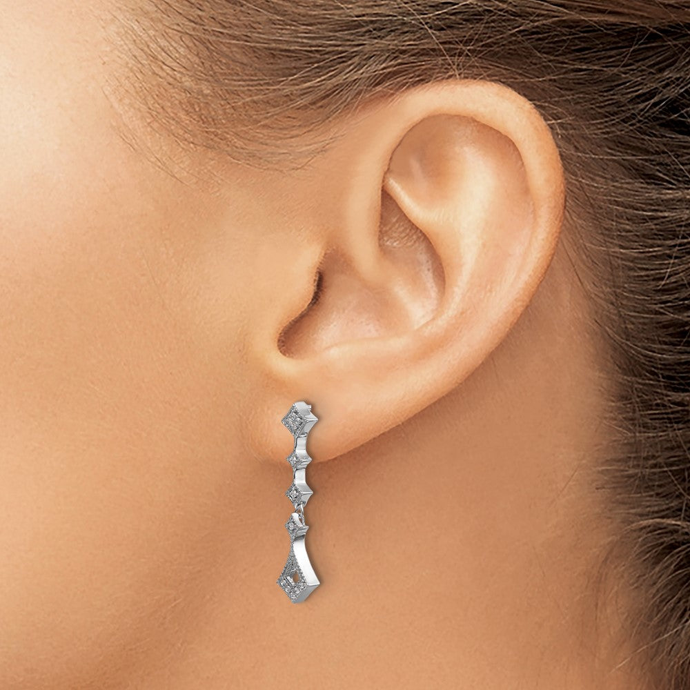 10k White Gold Diamond Vintage Earrings
