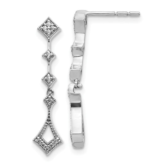 10k White Gold Diamond Vintage Earrings
