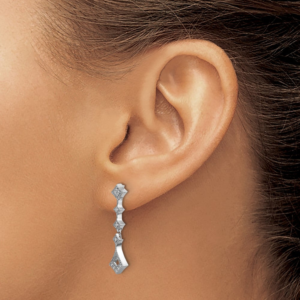 14k White Gold Diamond Vintage Earrings