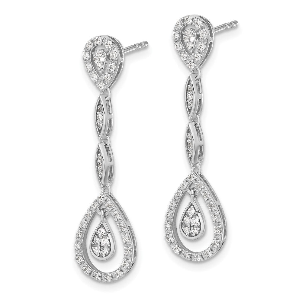 14k White Gold Teardrop Diamond Dangle Earrings