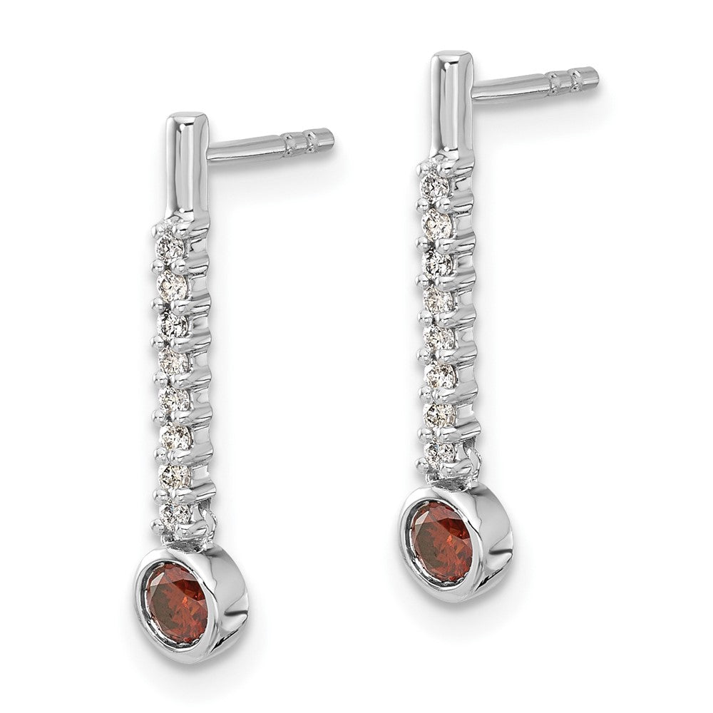 14k White Gold Red/White Diamond Earrings