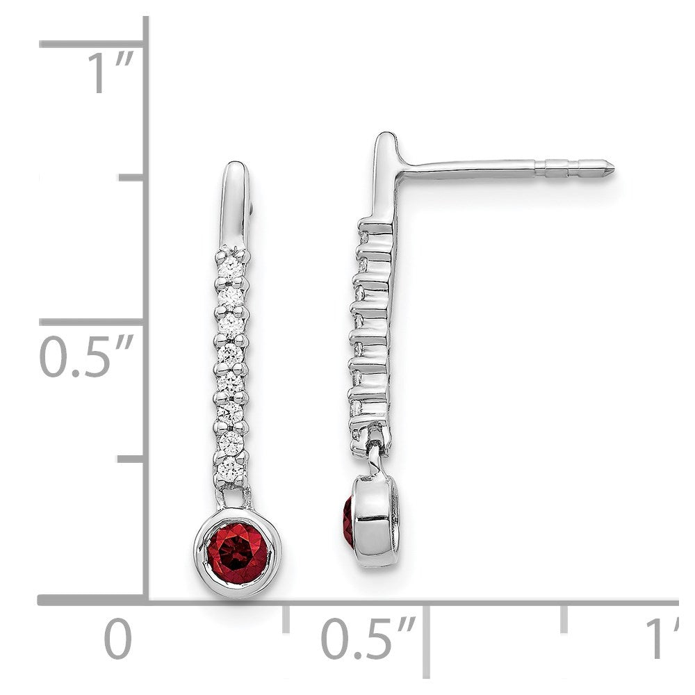 14k White Gold Red/White Diamond Earrings