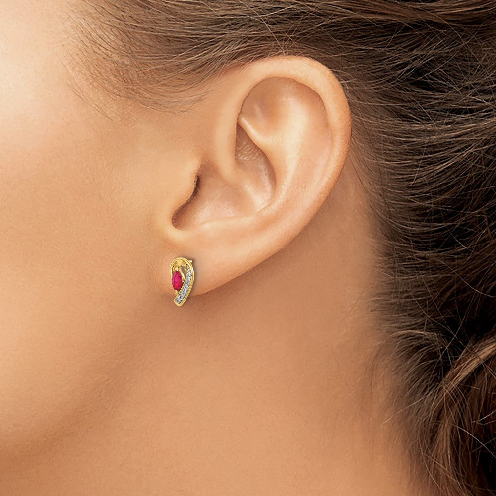 10k Diamond and Ruby Earrings