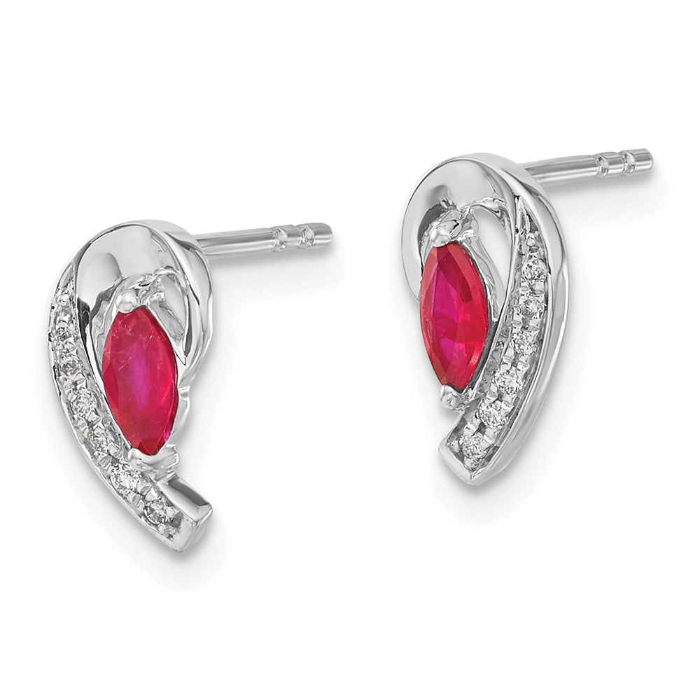 14k White Gold Diamond and Ruby Earrings