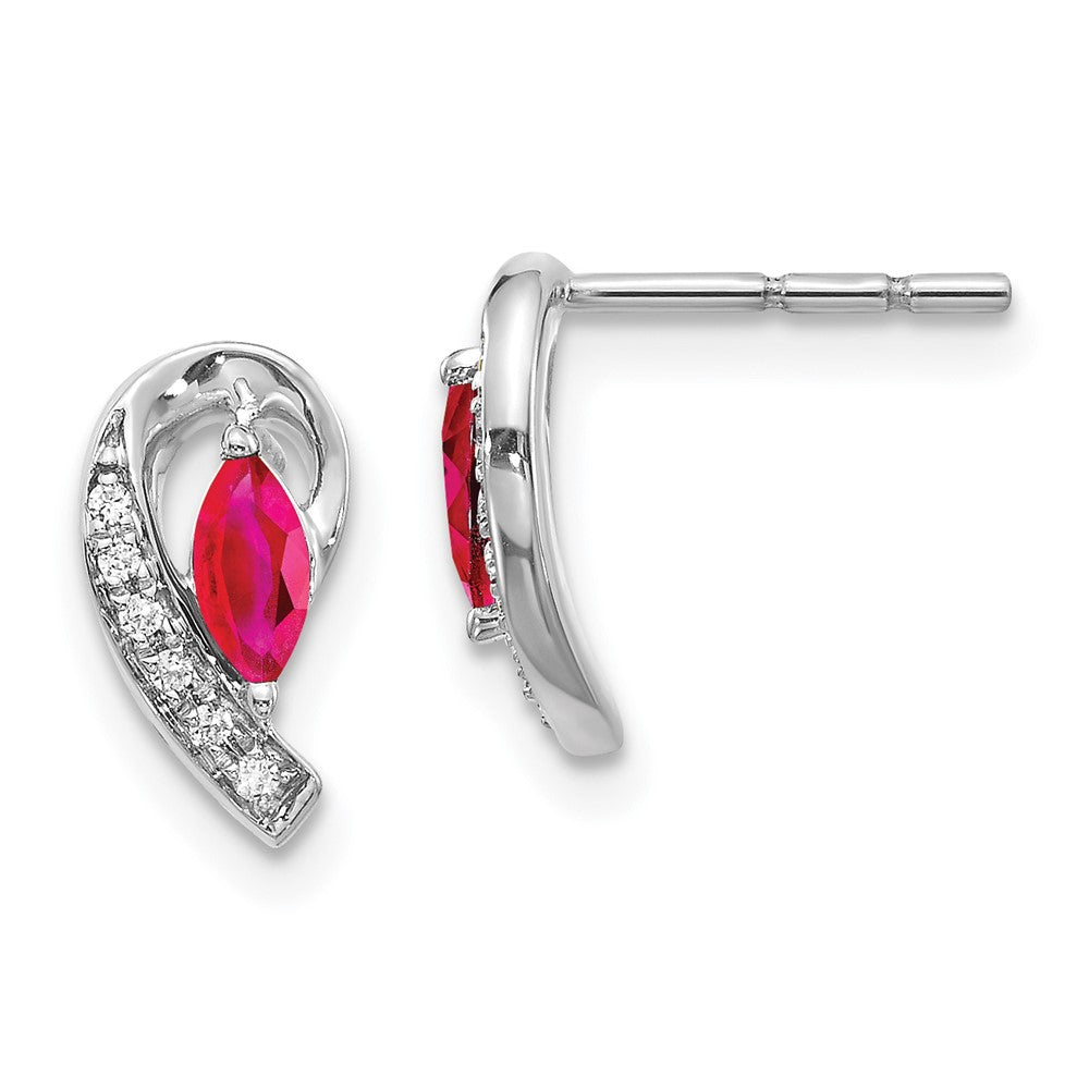 14k White Gold Diamond and Ruby Earrings