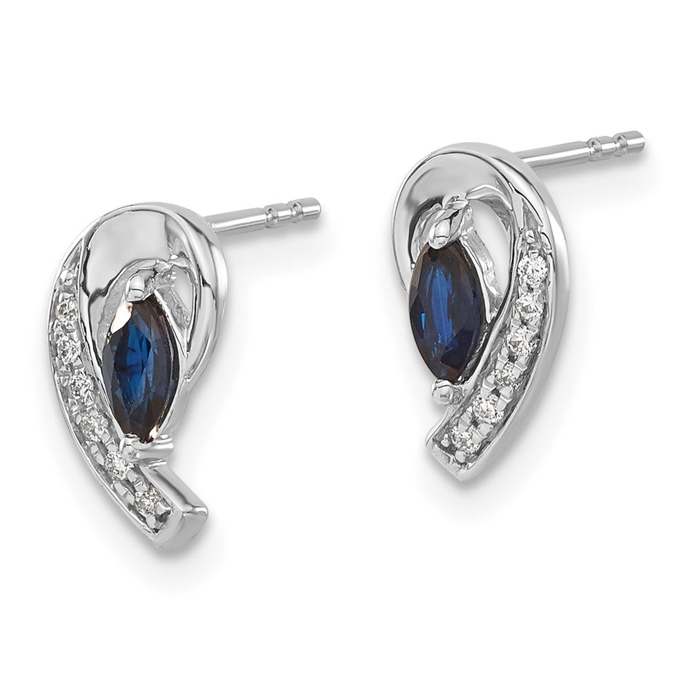 14k White Gold Diamond Sapphire Post Earrings