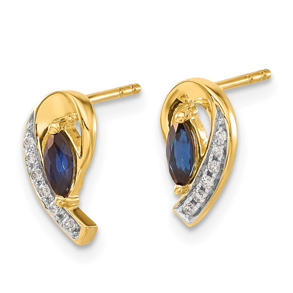 14k Yellow Gold Diamond and Sapphire Earrings