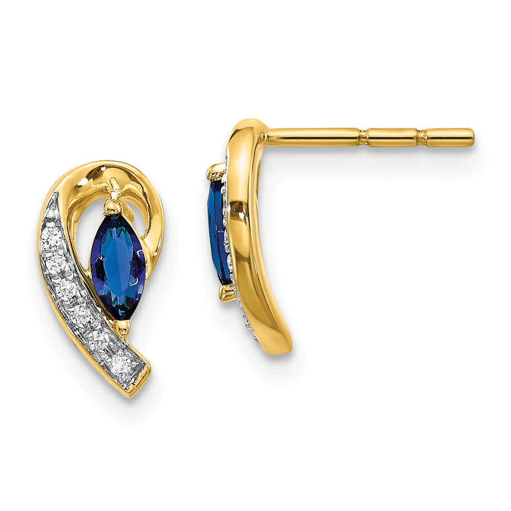 14k Yellow Gold Diamond and Sapphire Earrings