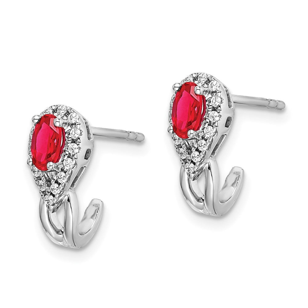 14k White Gold Diamond and Ruby Earrings