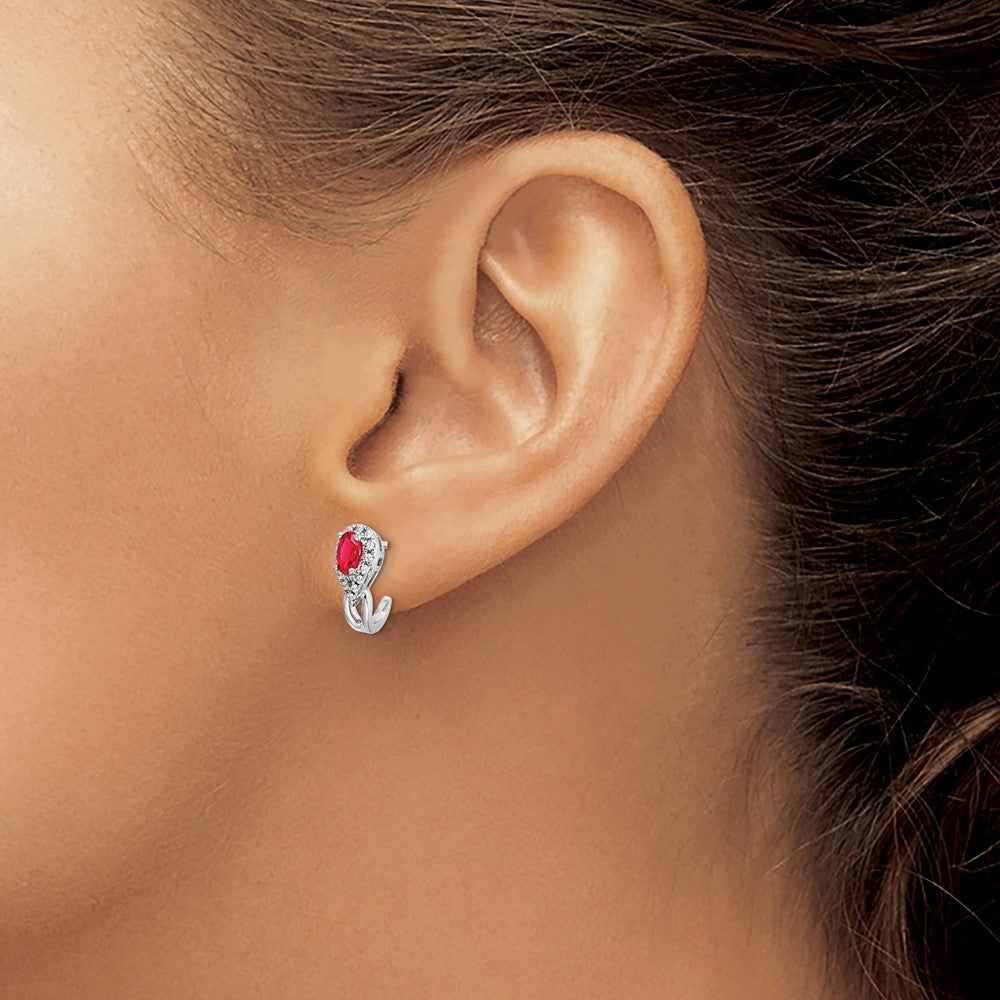 14k White Gold Diamond and Ruby Earrings