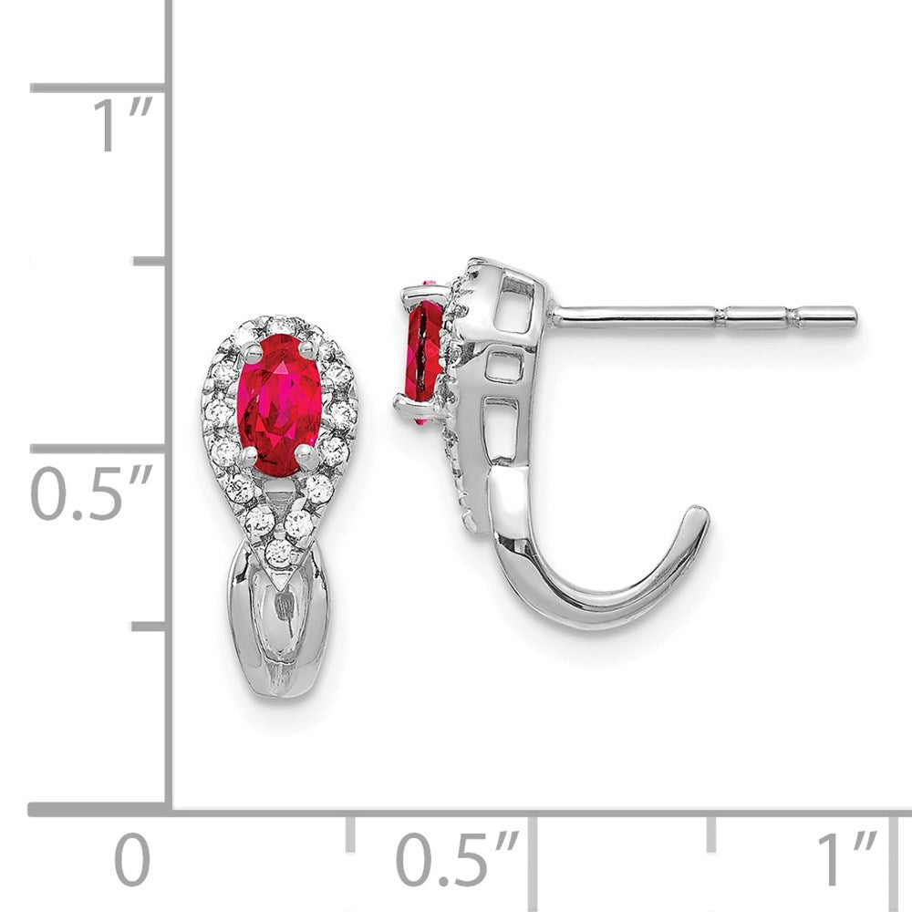 14k White Gold Diamond and Ruby Earrings