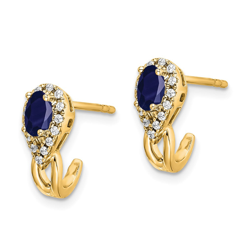 14k Yellow Gold Diamond and Sapphire Earrings