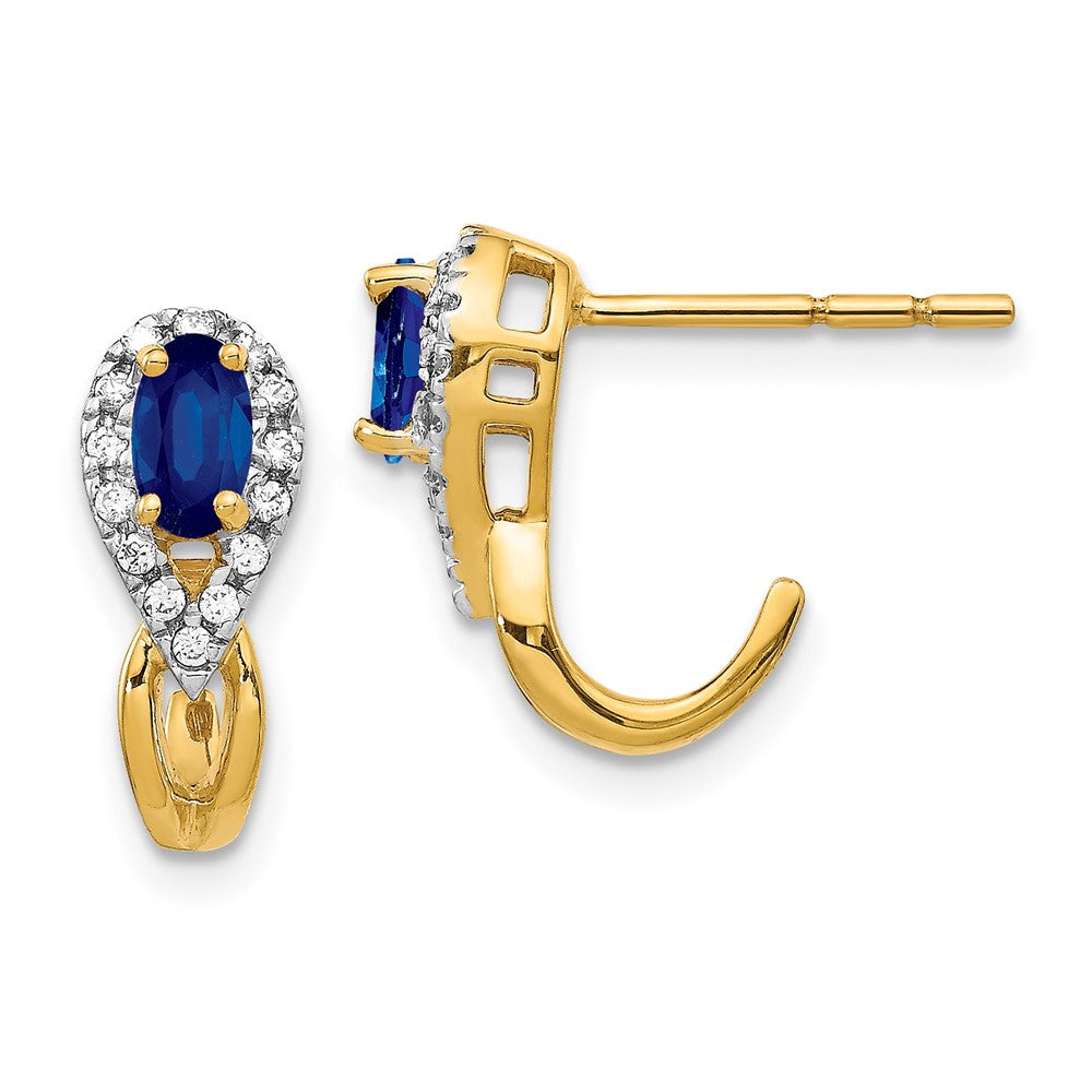 14k Yellow Gold Diamond and Sapphire Earrings