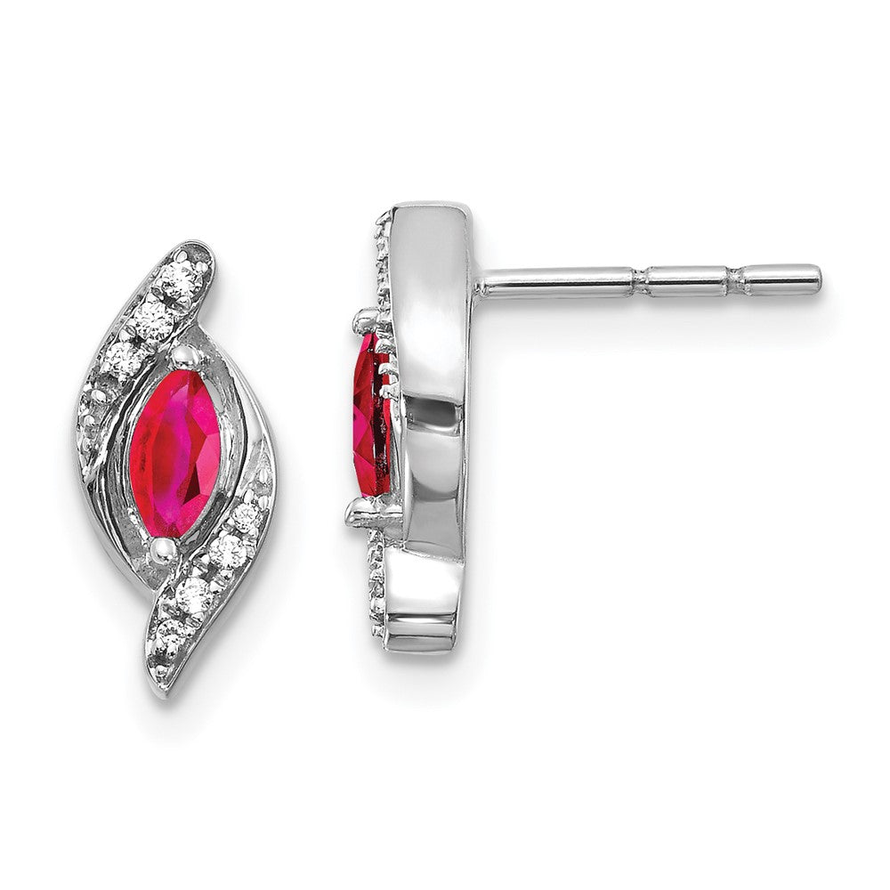10k White Gold Diamond and Ruby Earrings