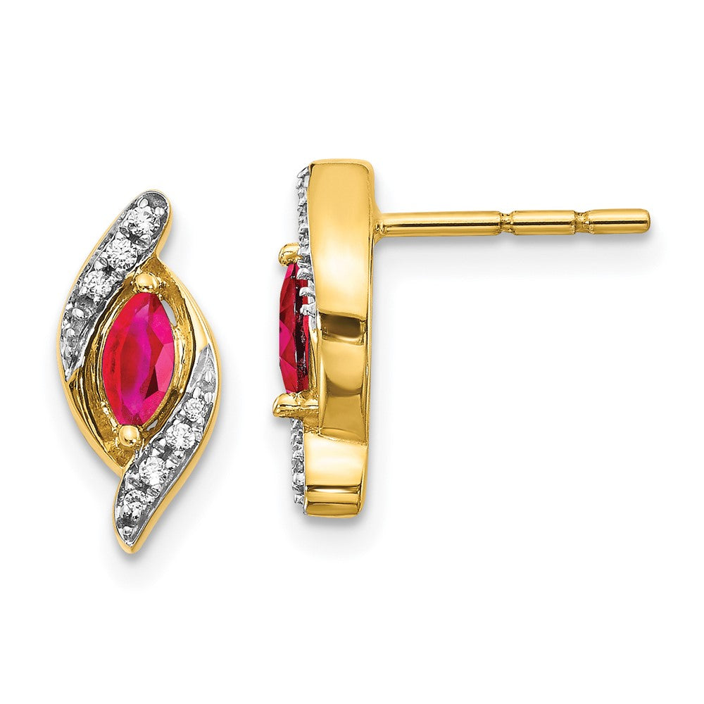 10k Diamond and Ruby Earrings