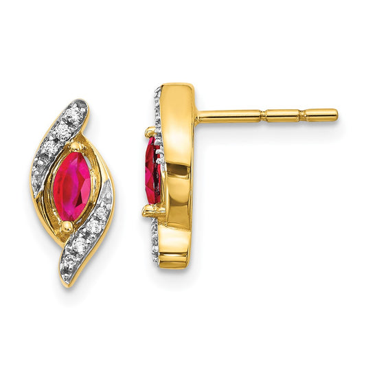 10k Diamond and Ruby Earrings