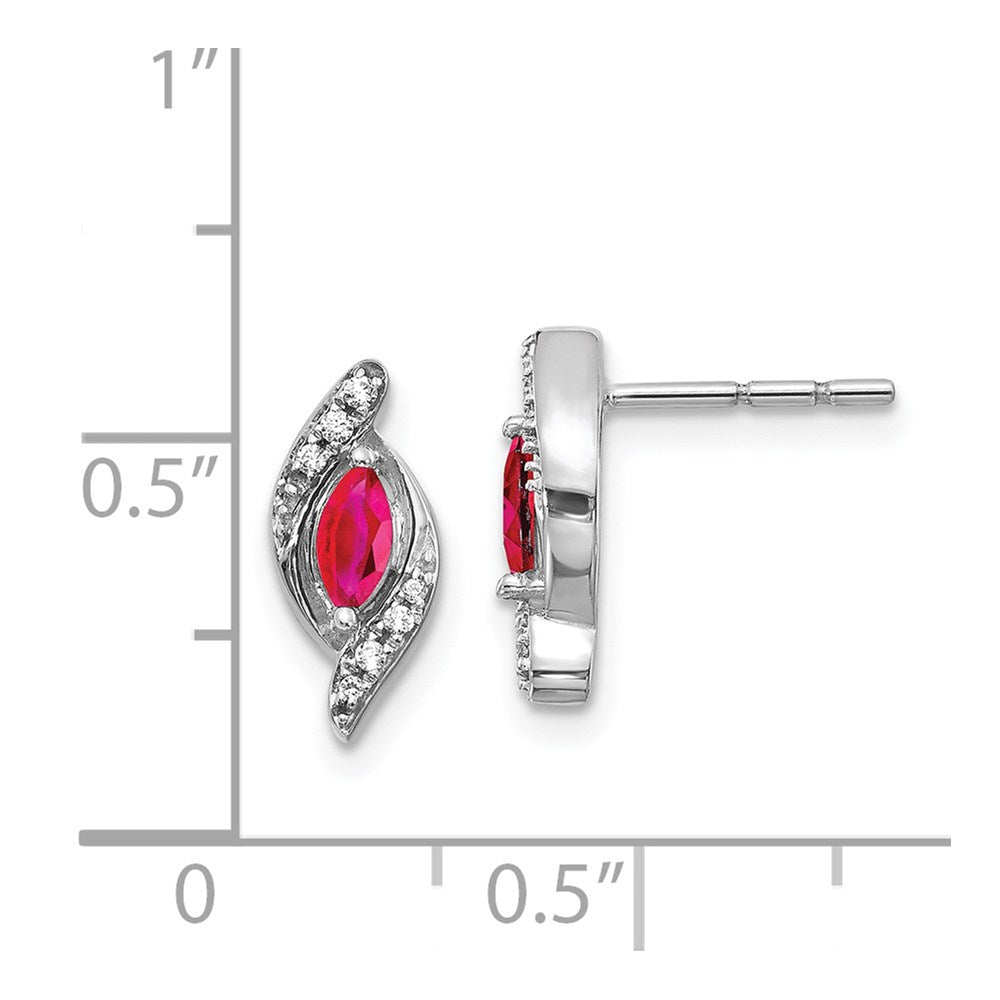 14k White Gold Diamond and Ruby Earrings