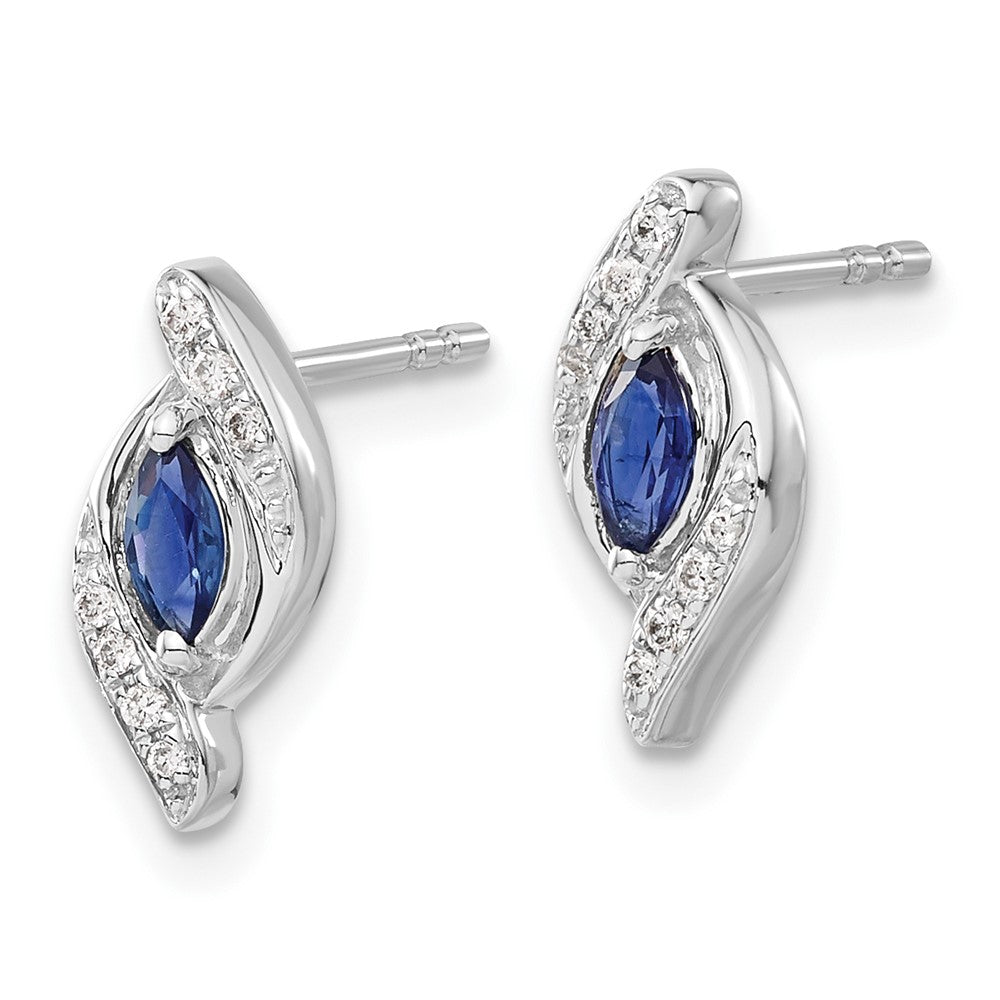 14k White Gold Diamond and Sapphire Post Earrings