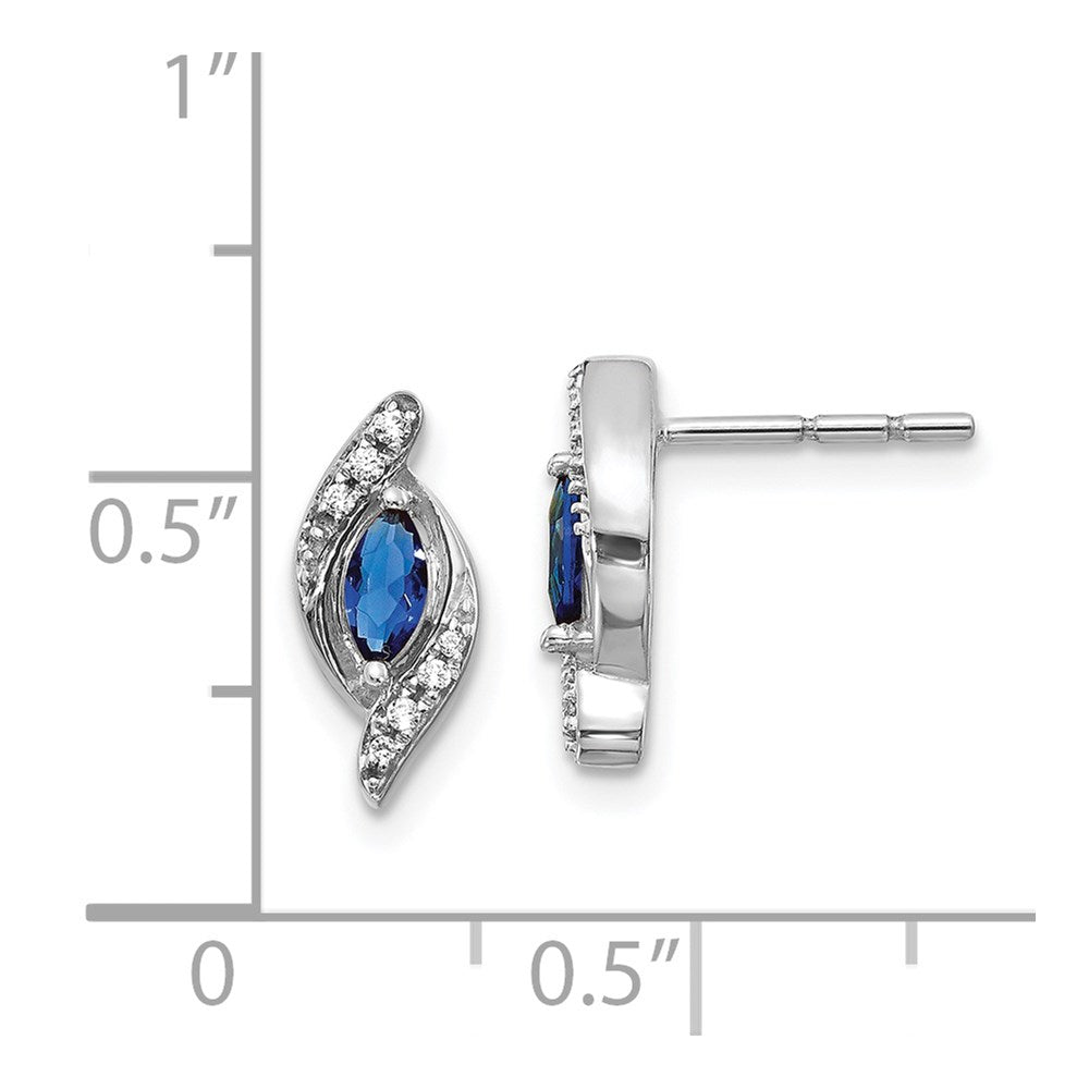 14k White Gold Diamond and Sapphire Post Earrings