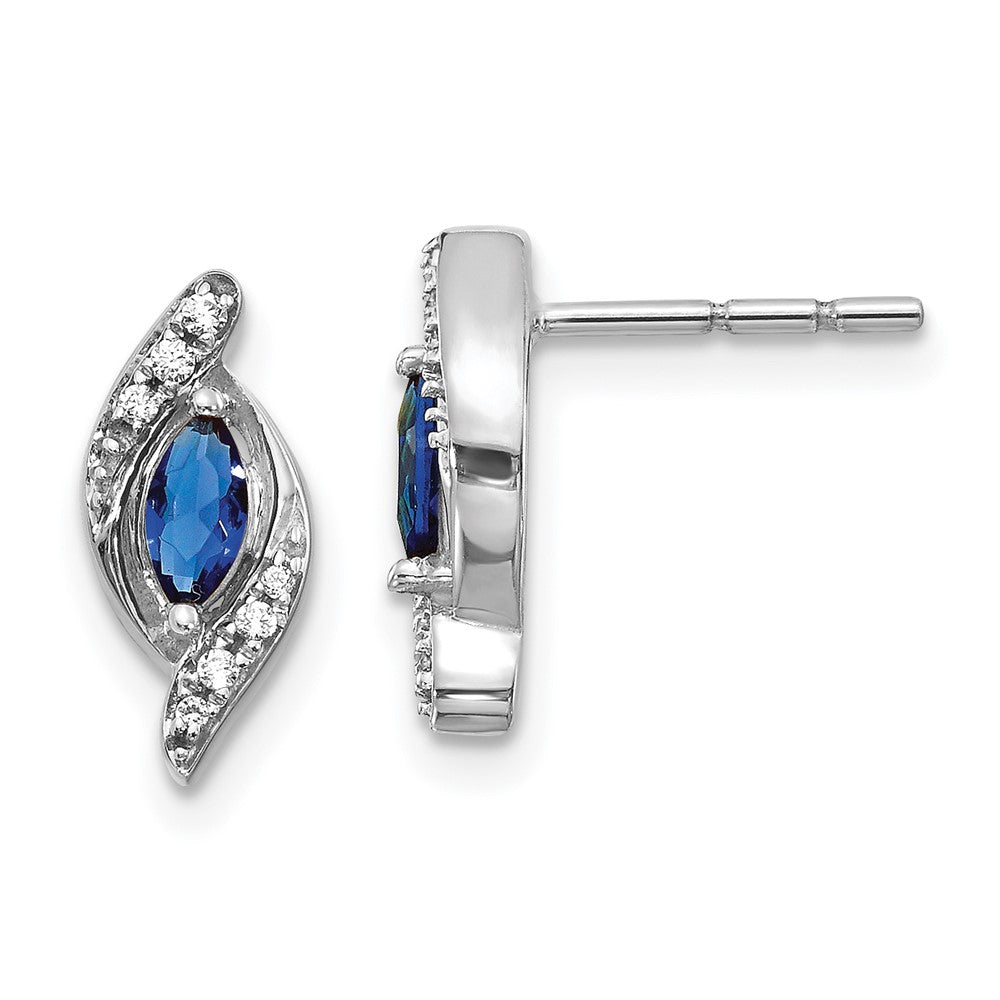 14k White Gold Diamond and Sapphire Post Earrings