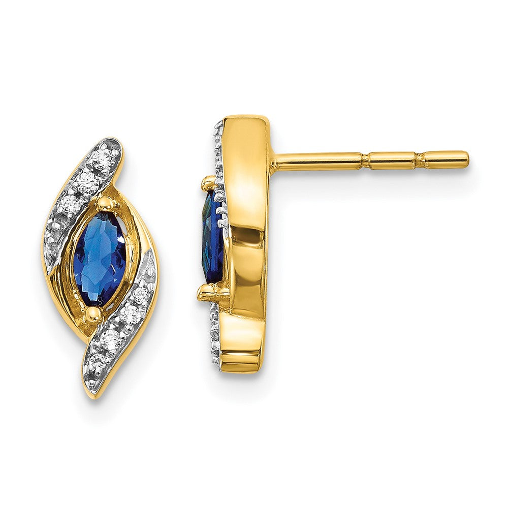 14k Yellow Gold Diamond and Sapphire Earrings