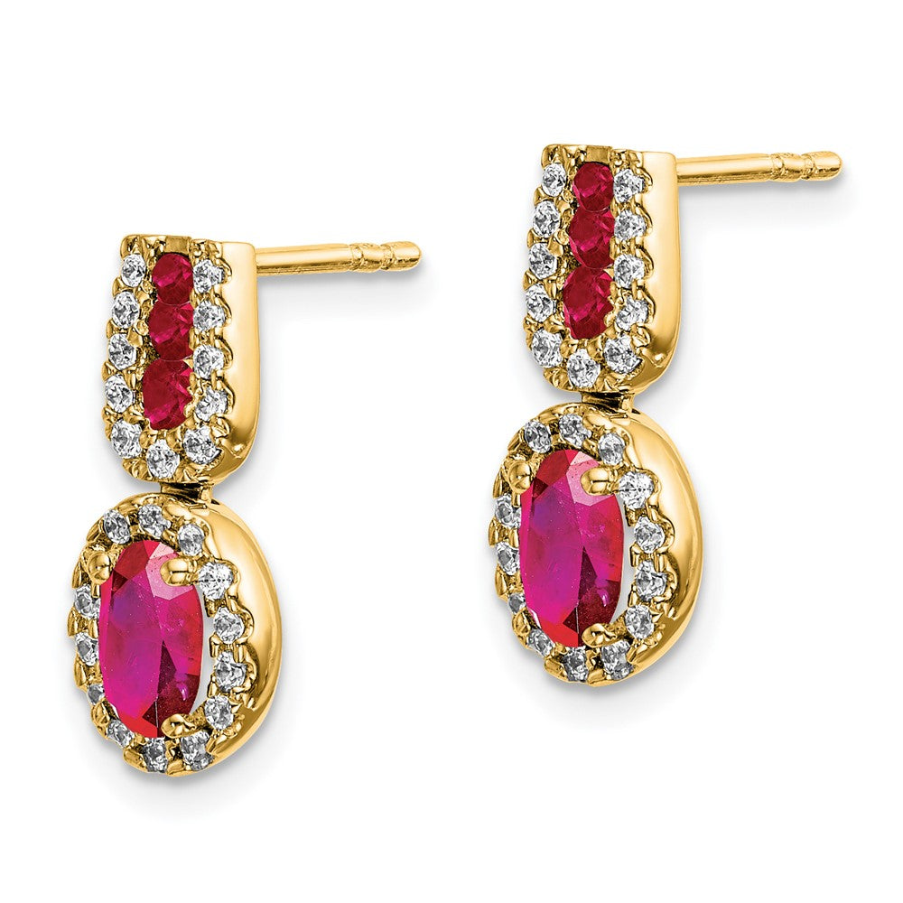 14k Yellow Gold Diamond and Ruby Earrings