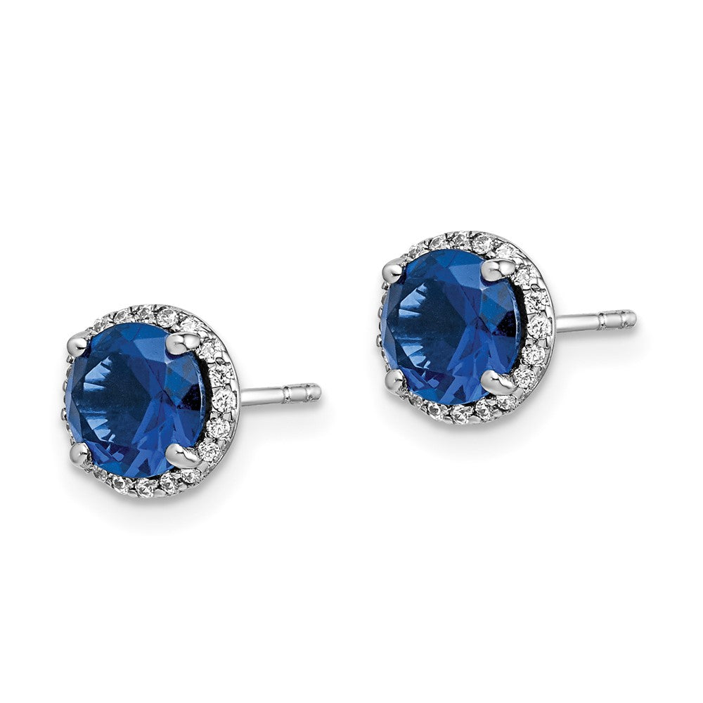 14k White Gold Diamond and Sapphire Post Earrings