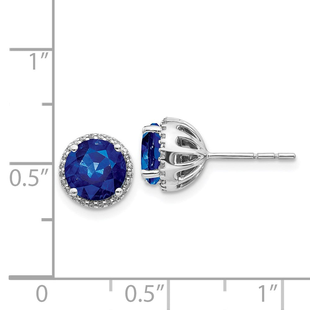 14k White Gold Diamond and Sapphire Post Earrings