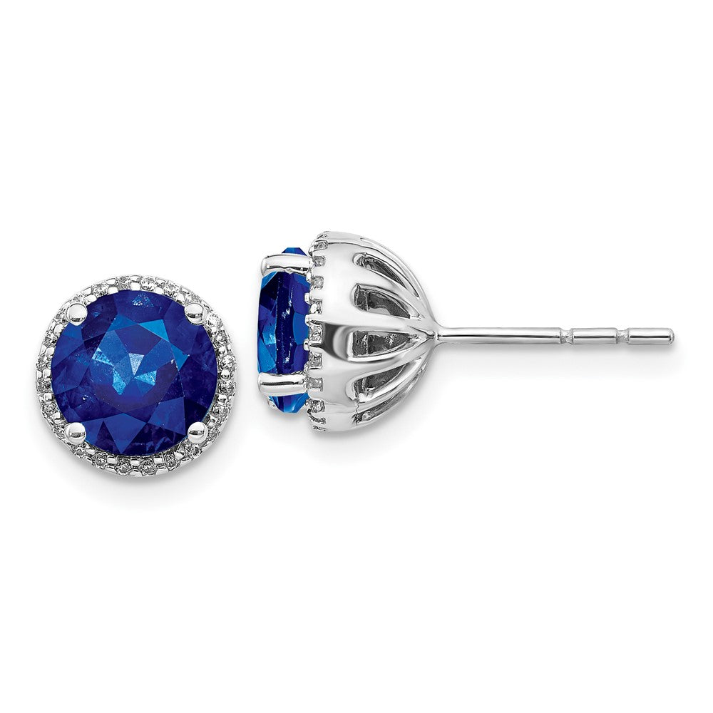 14k White Gold Diamond and Sapphire Post Earrings