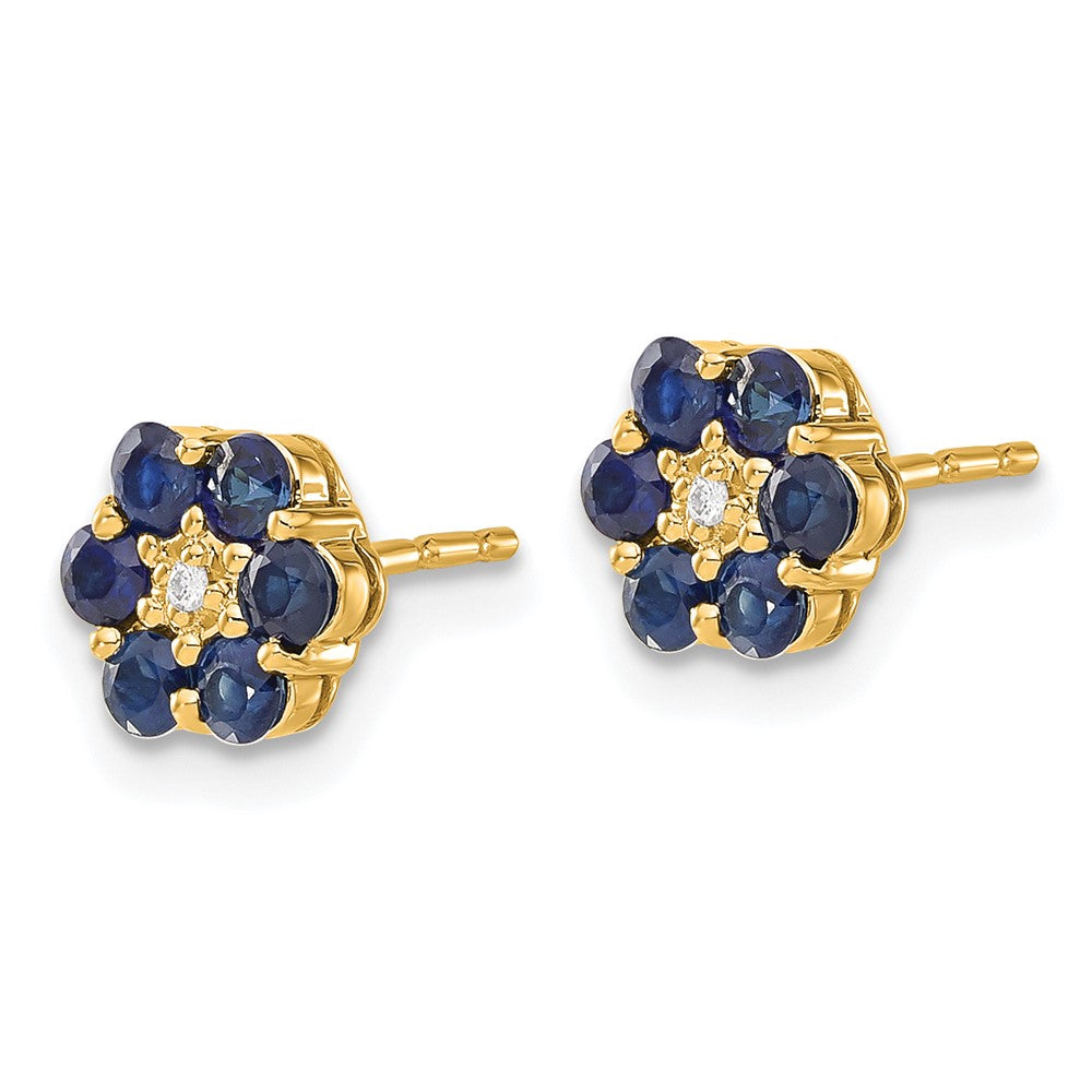 14k and Rhodium Sapphire and Diamond Post Earrings