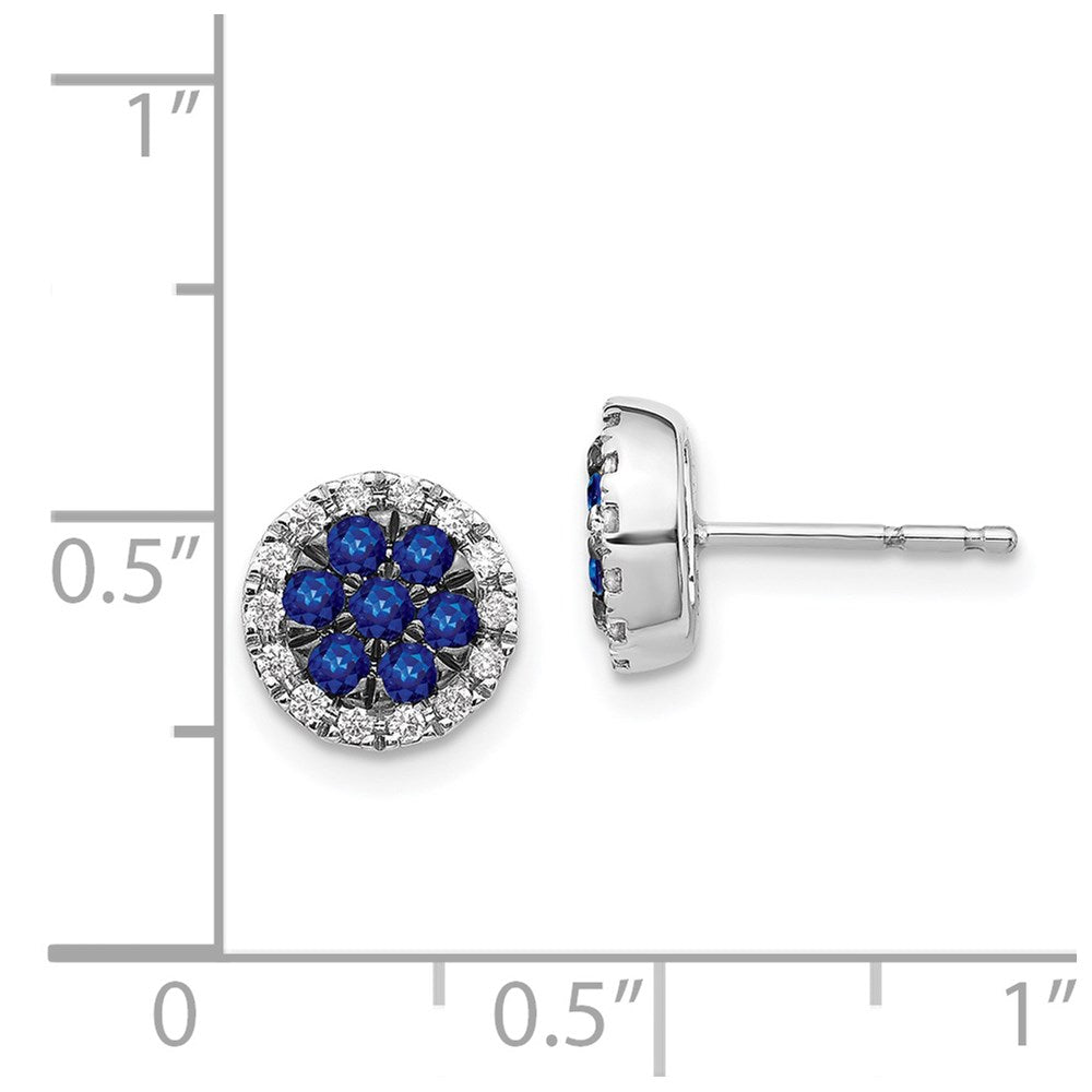 14k White Gold Diamond and Sapphire Circle Post Earrings