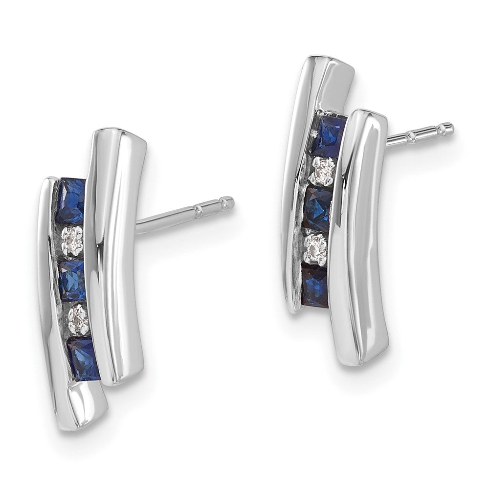 14k White Gold Diamond and Sapphire Earrings