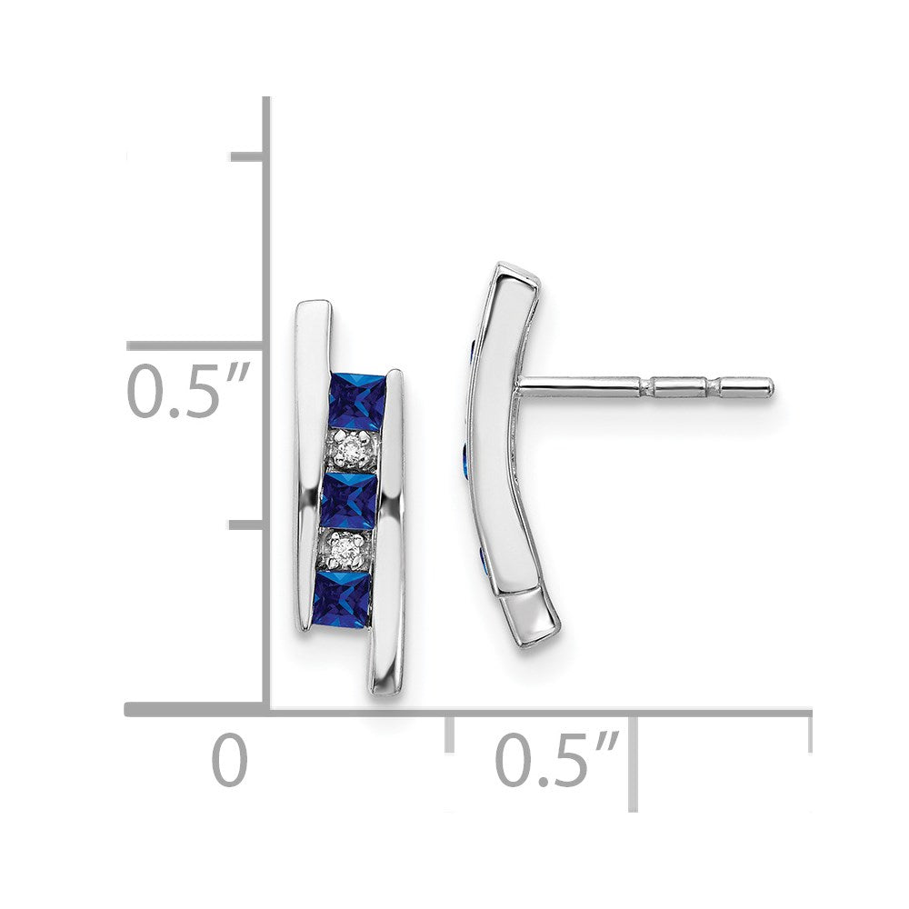 14k White Gold Diamond and Sapphire Earrings