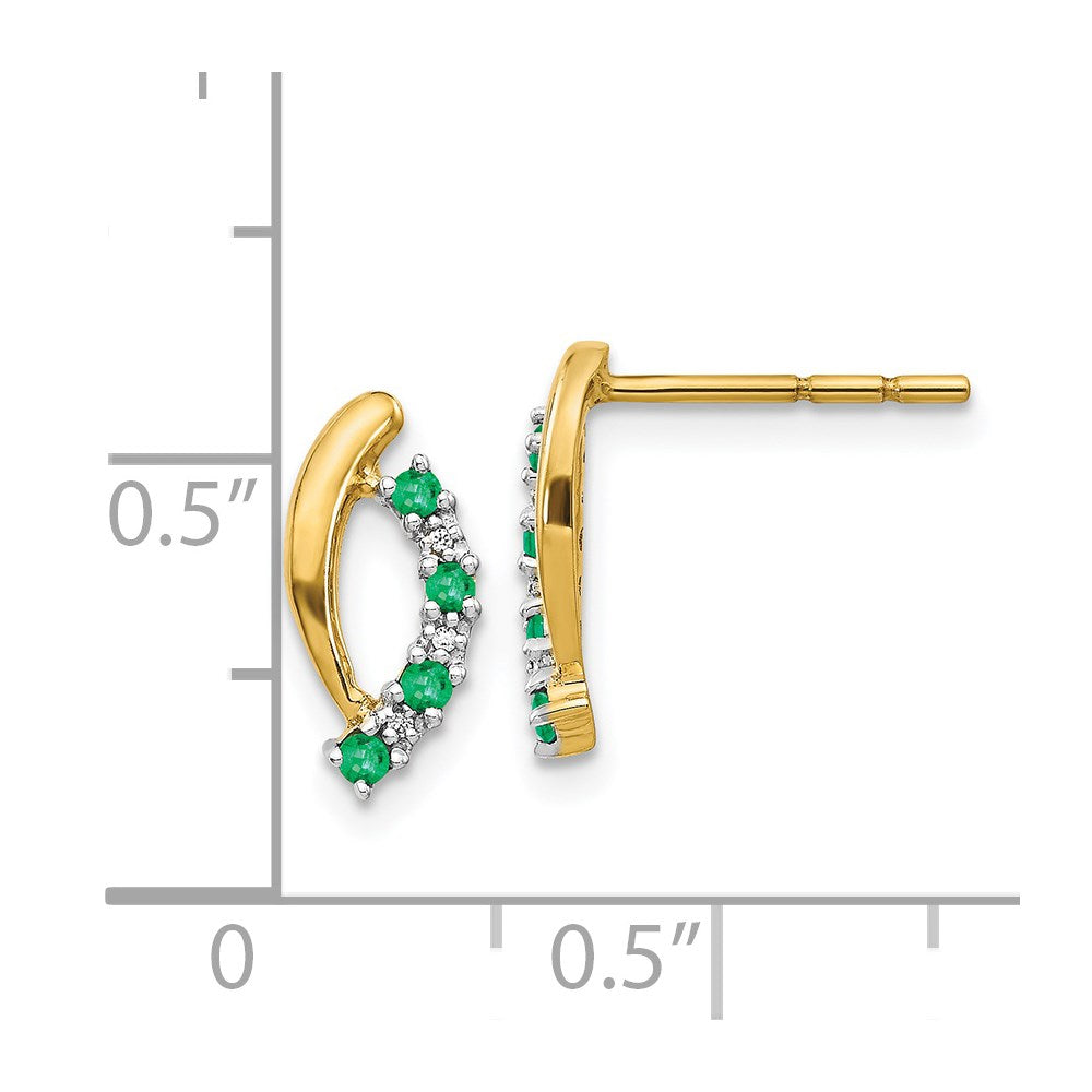 14k Diamond and Emerald Post Earrings